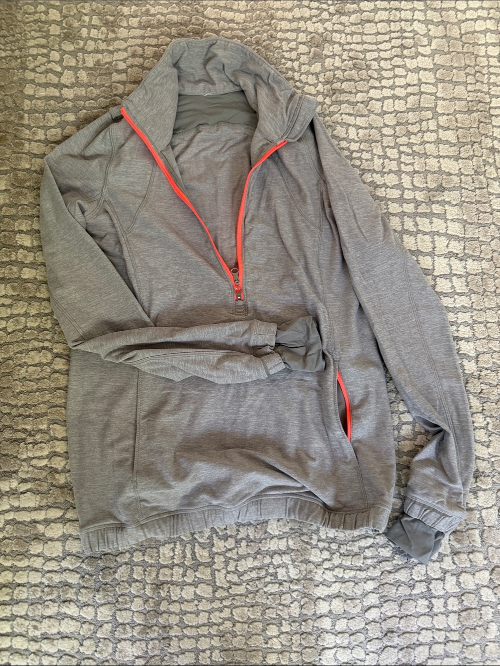 lululemon athletica Heather Gray Quarter-Zip Pullover with Coral Trim